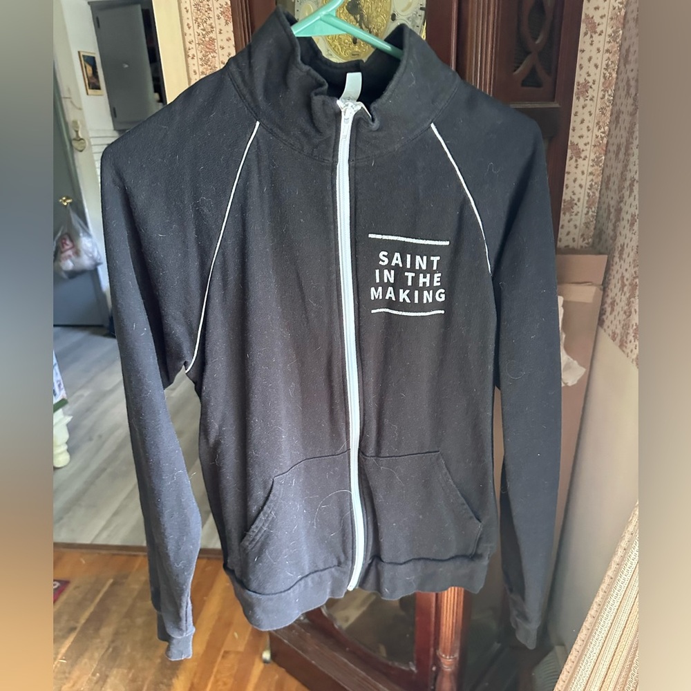Bella Canvas Black Zip Hoodie with White Label